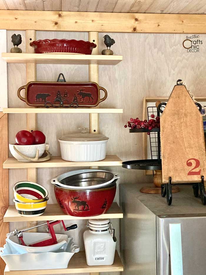 open kitchen shelving