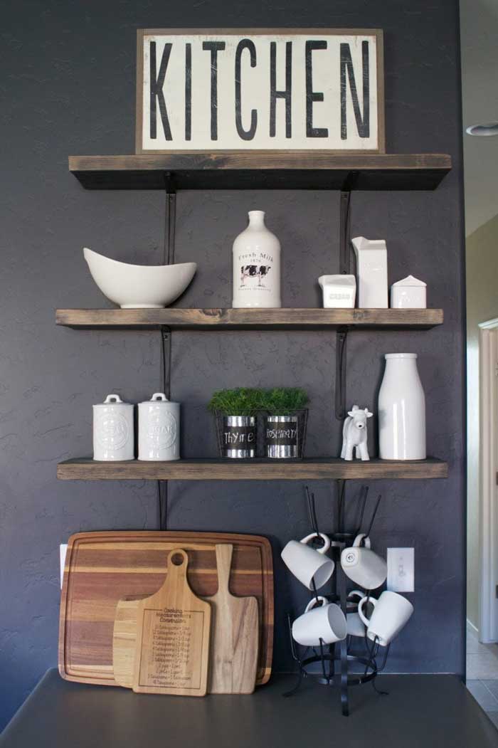 simple kitchen open shelving