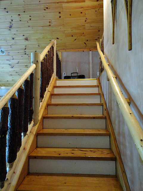 log stair handrail and banister