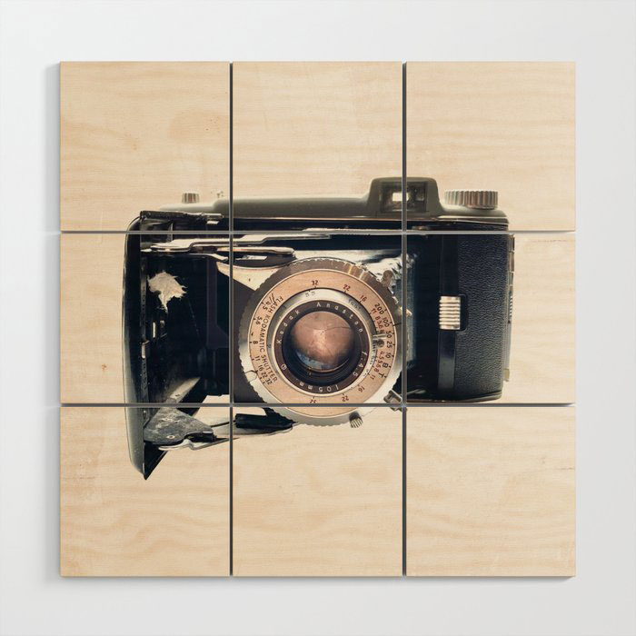 vintage camera wood wall art accent