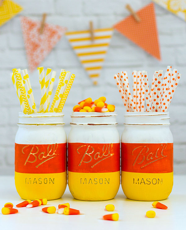 candy corn mason jars