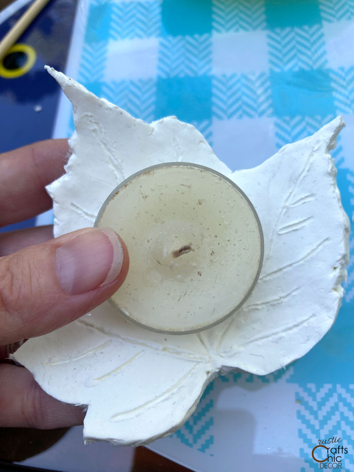 clay leaf candle holder project