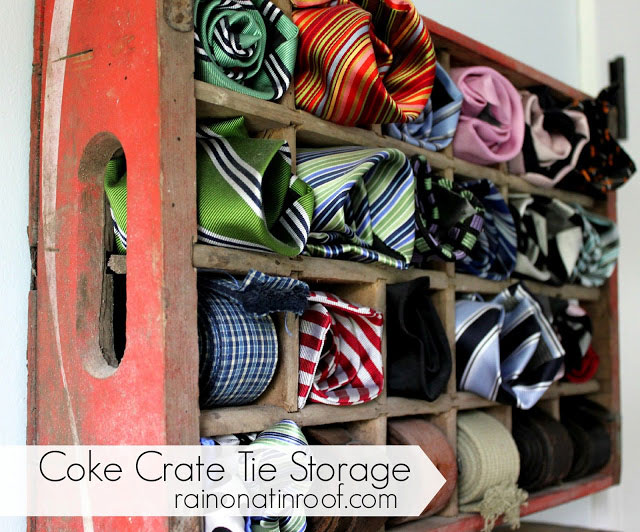 vintage wooden crate tie storage