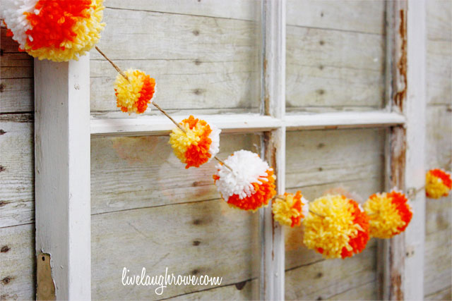 diy candy corn pom pom garland