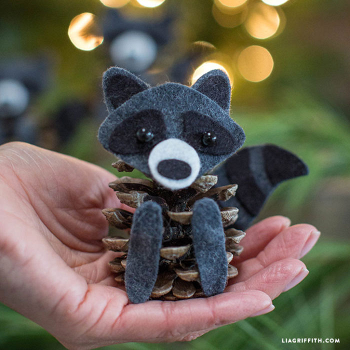 diy felt pinecone raccoon