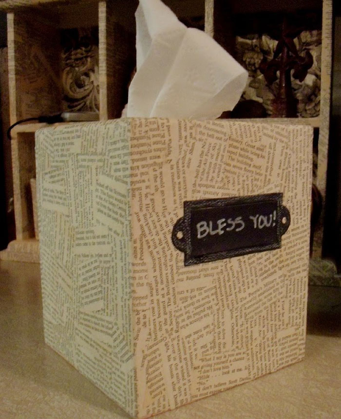 book page tissue box cover