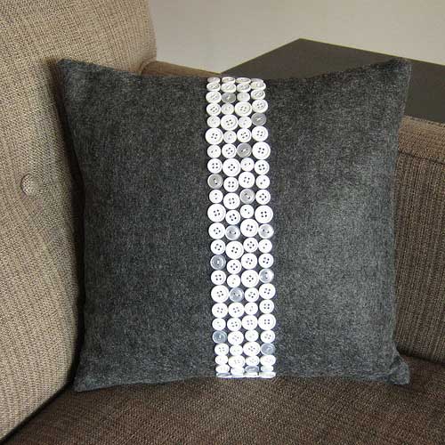 button pillow stripe