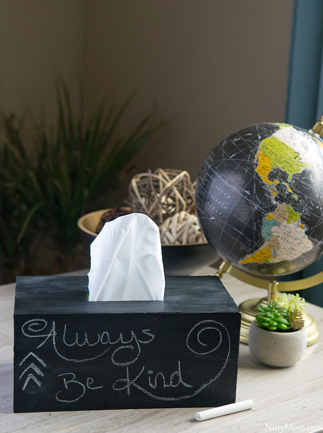 chalkboard diy tissue box cover