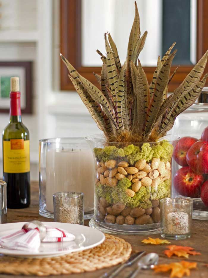 feather and nut centerpiece