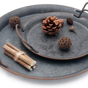 industrial round metal tray set