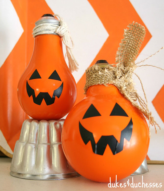 light bulb pumpkins craft