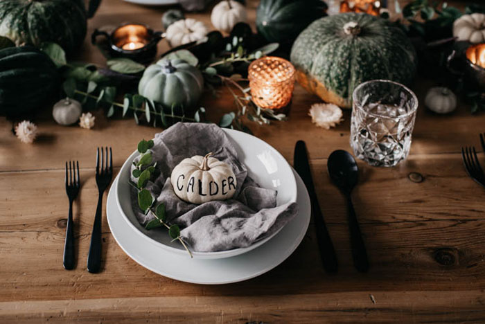 mini pumpkin place cards