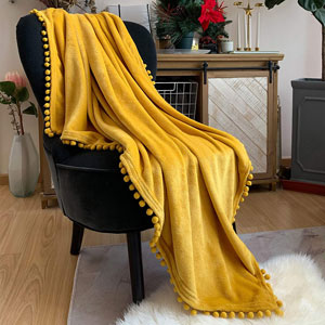 mustard yellow throw blanket