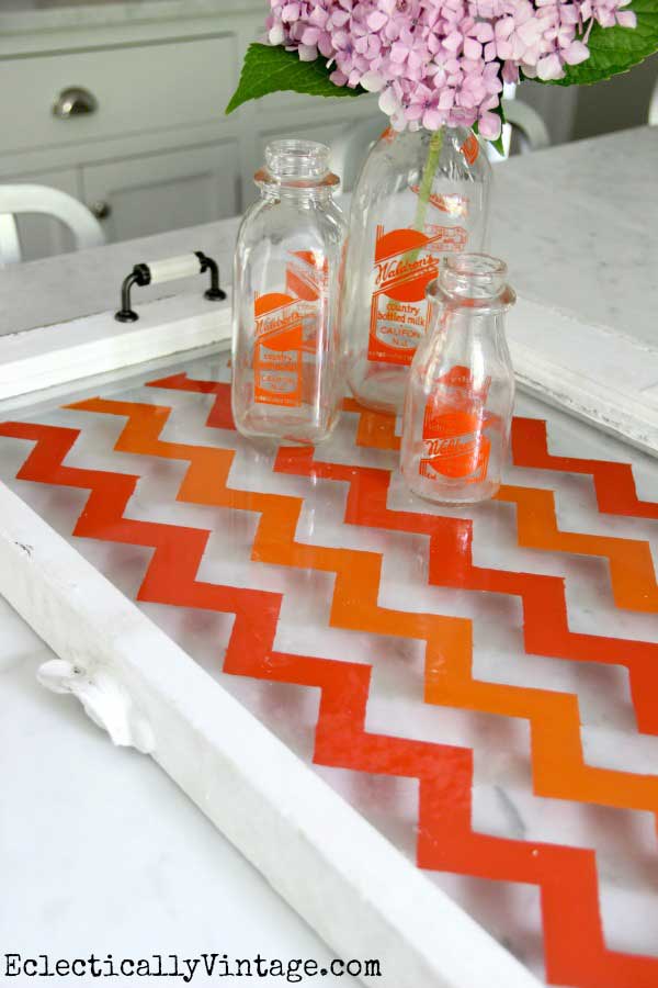 orange chevron window tray