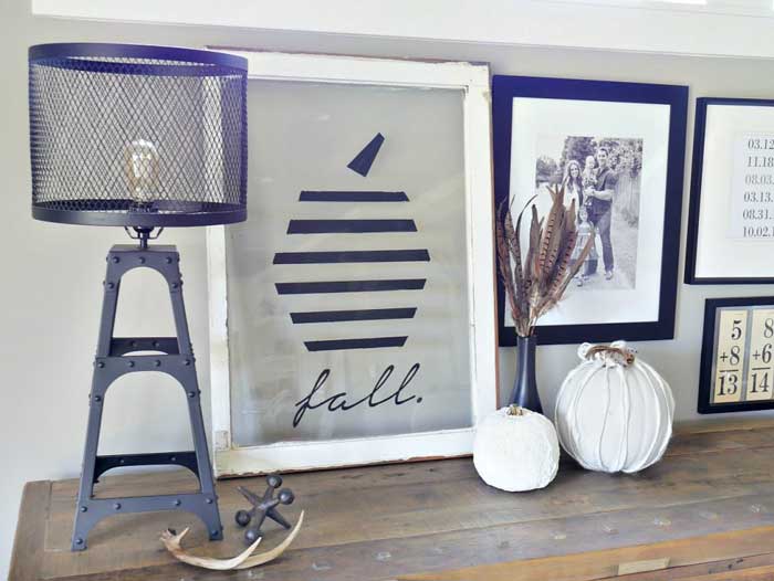 modern rustic pumpkin sign on a window