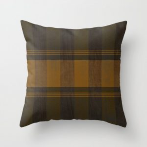 rustic fall plaid throw pillow