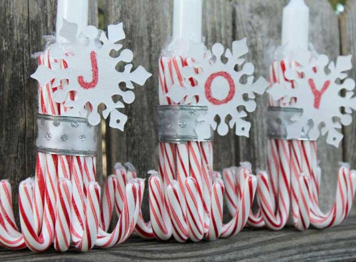 candy cane candle holders