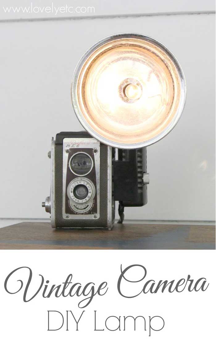 diy vintage camera lamp
