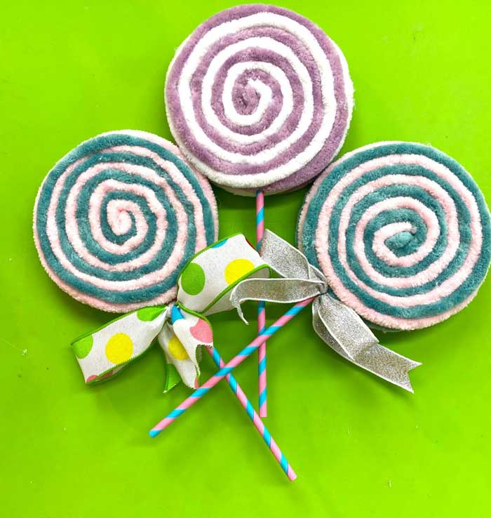 giant yarn lollipops