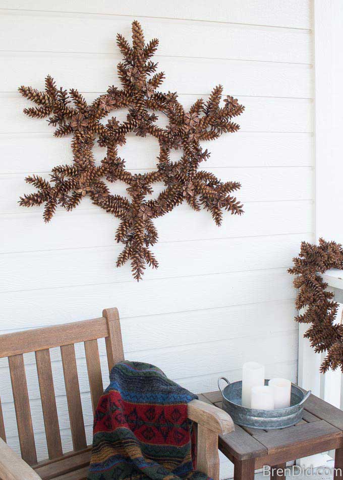 pine cone snowflake wreath