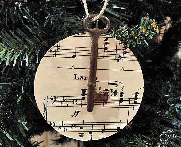 song sheet and key flat ornament