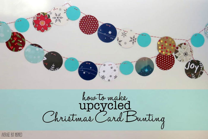 upcycled christmas card bunting