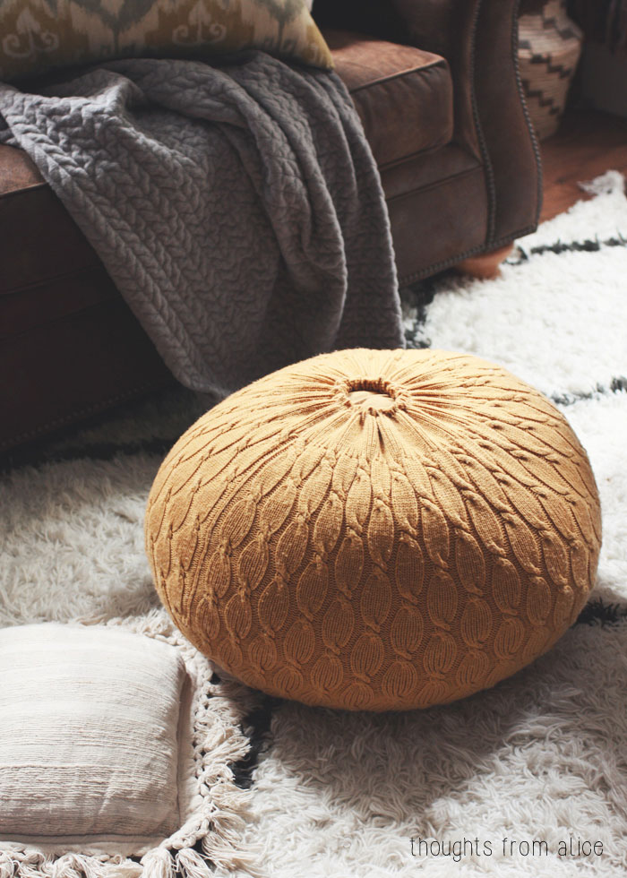 diy sweater pouf ottoman