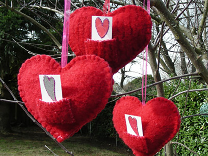 felted sweater hearts