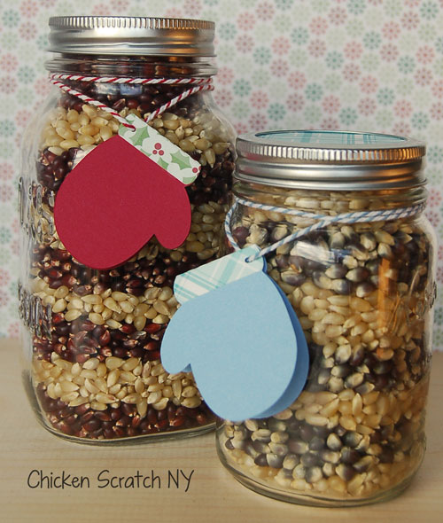 layered popcorn mason jar gift