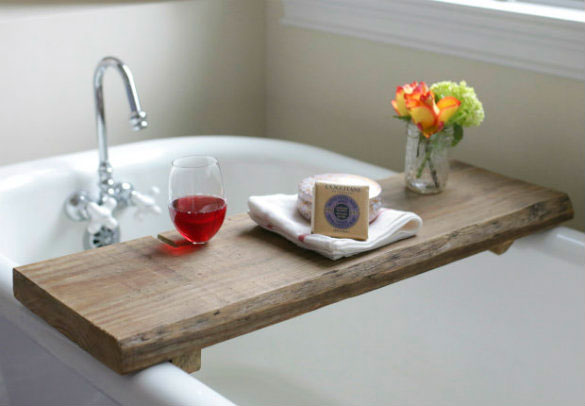 reclaimed wood bath caddy