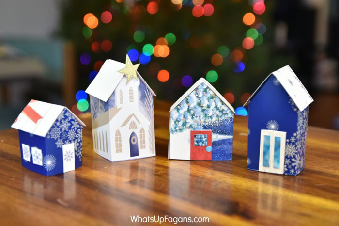 recycled christmas card village