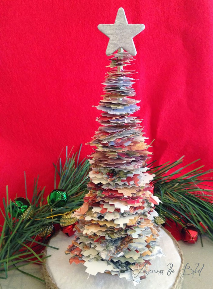 stacked christmas card tree