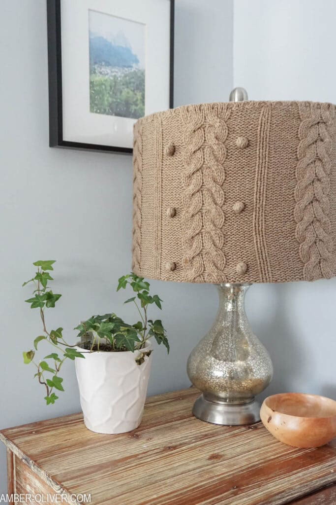 upcycled sweater lampshade