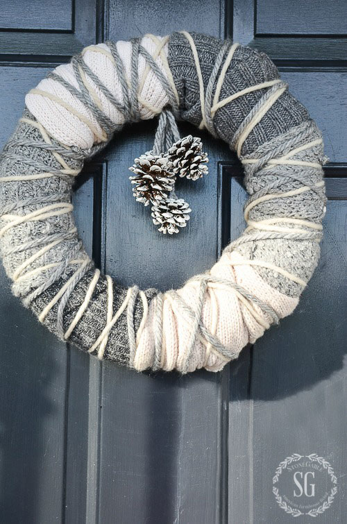 warm winter sweater wreath