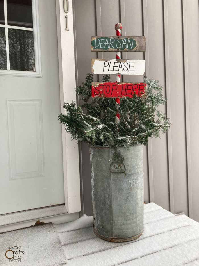 winter greens in antique container