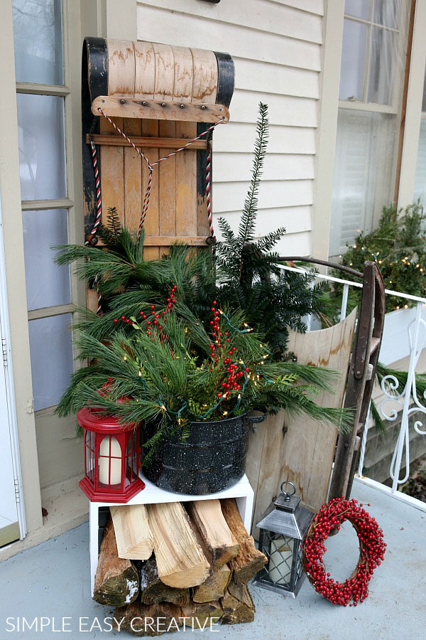 winter porch sleds