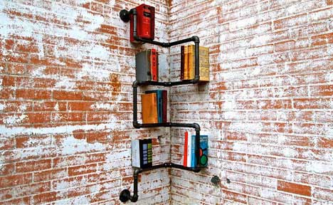 plumbers pipe book shelves