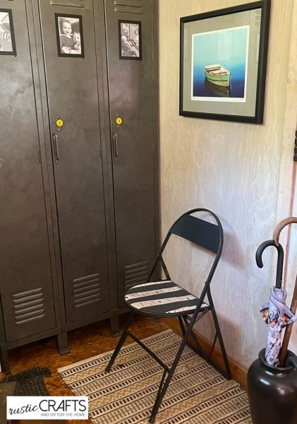 Repurposed lockers and chair